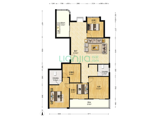 金昌·米蘭公寓东区 4室1厅2卫 166平方