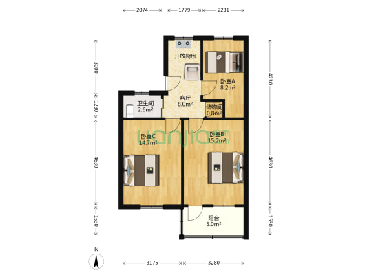 文二路25号 3室1厅1卫 64平方