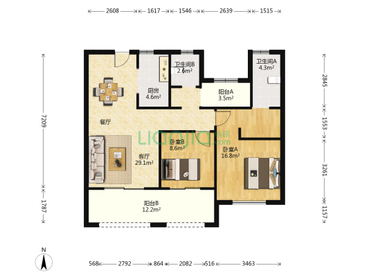 翠园 2室1厅2卫 104平方