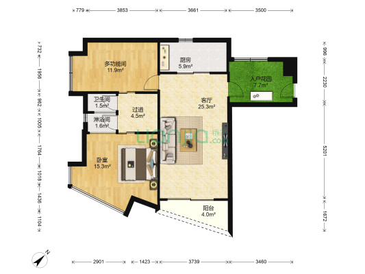 星汇云锦 2室1厅2卫 98平方