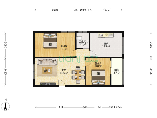 沙河花园一期 2室1厅1卫 83平方