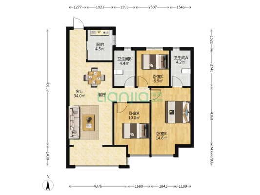 中骏世界城璟悦一期 3室1厅2卫 96平方