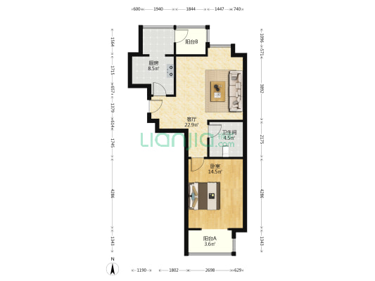 临月里 1室1厅1卫 76平方