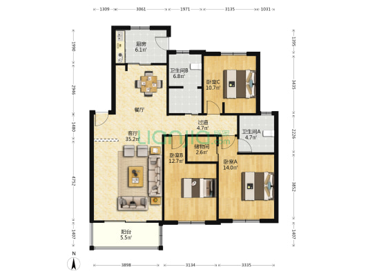 中城家苑 3室1厅2卫 124平方