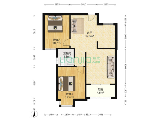 泓润新城华府 2室1厅1卫 82平方