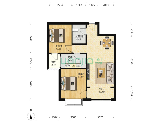 河畔映巷 2室1厅1卫 83平方