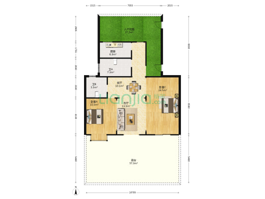 宝隆名园 2室2厅2卫 123平方
