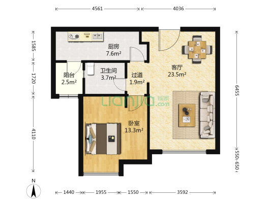 天康园 1室1厅1卫 74平方