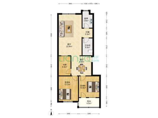 洞麻一区 3室2厅1卫 88平方