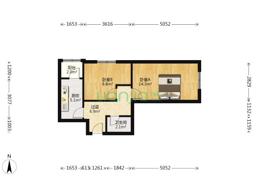 长久家苑一区 2室0厅1卫 56平方