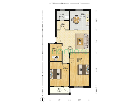 邮电街43号 3室1厅1卫 94平方