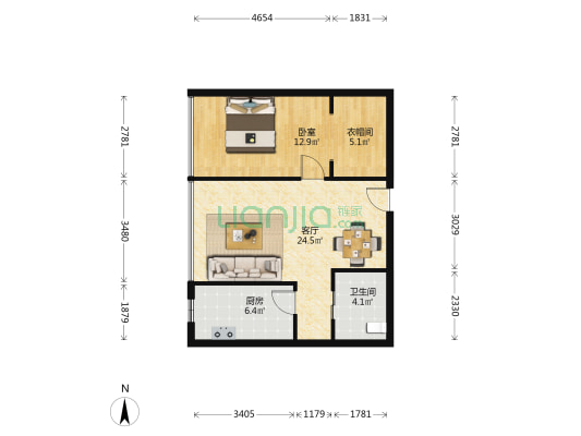盛世滨江壹号公馆 1室1厅1卫 97平方