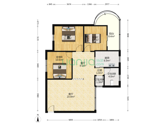 金路房地产开发公司宿舍 3室2厅2卫 99平方