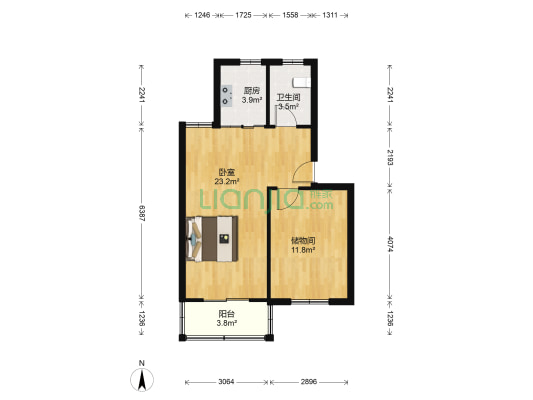 新浒花园一区 1室0厅1卫 61平方