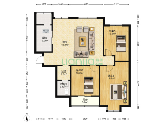 中铁七局集团有限公司陇海中路11号院 3室1厅1卫 131平方