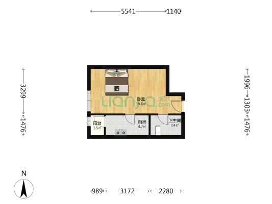 后店家园 1室0厅1卫 41平方