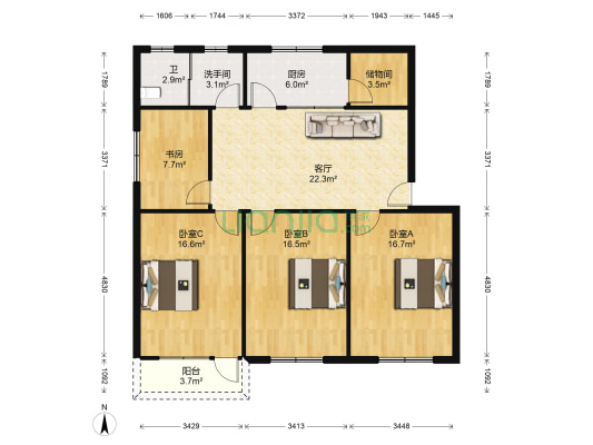 直塘玉河路 4室1厅2卫 120平方