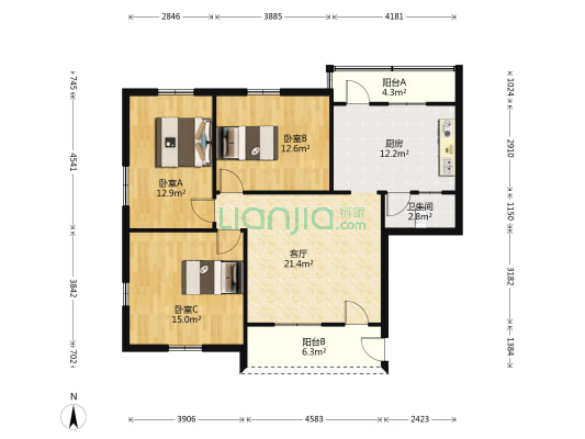 草塘小区 3室1厅1卫 94平方