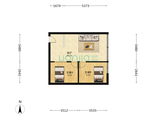 粤海凯旋大厦 2室1厅0卫 68平方
