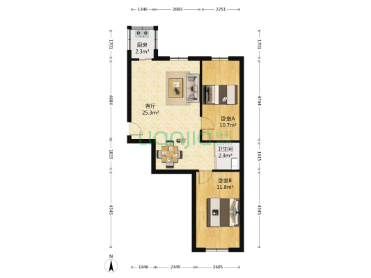 鑫鹏花园西区 2室1厅1卫 69平方