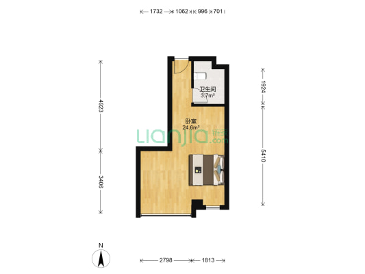 温资金港华府 1室0厅1卫 33平方