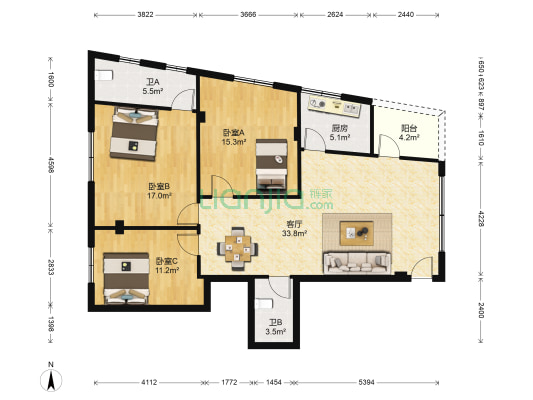 潭头村良公堂 3室1厅2卫 111平方