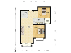 本房为经典全南两居户型，格局方正，小区中间位置-涿州香邑溪谷户型图