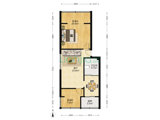 金琴路14号 2室1厅1卫 63平方