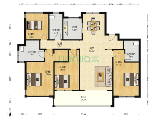融悦湾雅苑 4室1厅3卫 172平方