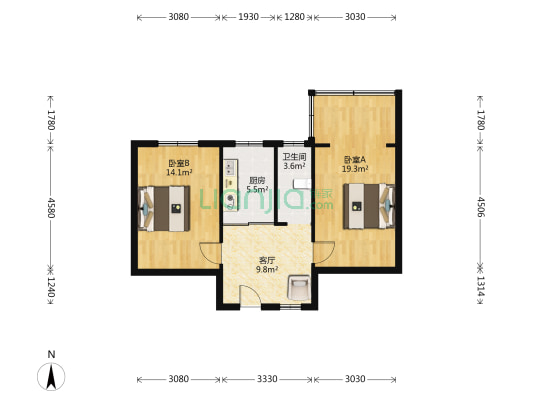 人民路 2室1厅1卫 65平方