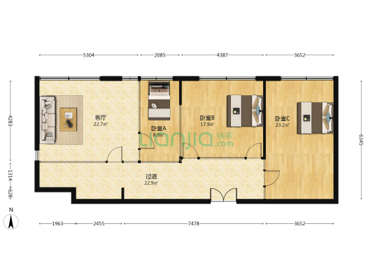 湖南国际商务中心 3室1厅0卫 80平方