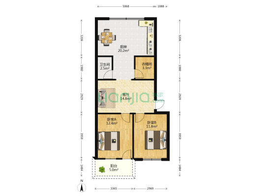 崇左市交通运输局驻邕生活区 2室1厅1卫 58平方