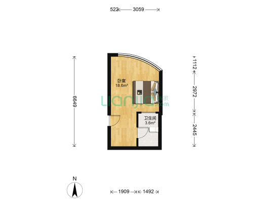 金鼎广场 1室0厅1卫 34平方