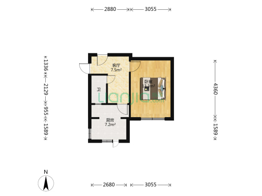安装工程公司宿舍 1室1厅1卫 31平方