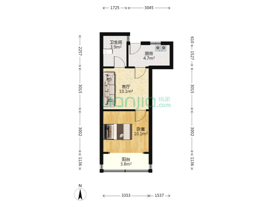 虹古小区 1室1厅1卫 40平方