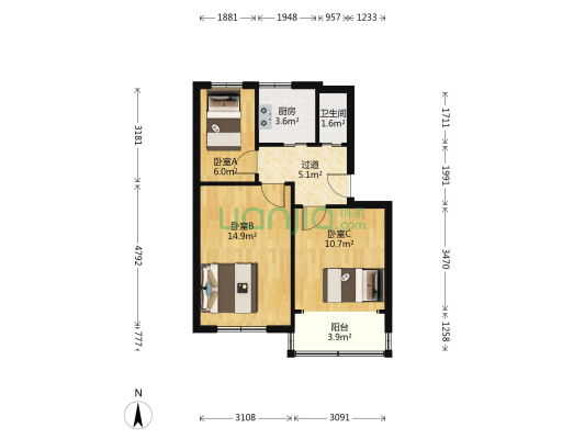 正阳关路 3室0厅1卫 68平方