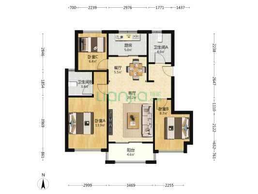 德信交投·隐秀云庐 3室2厅2卫 90平方