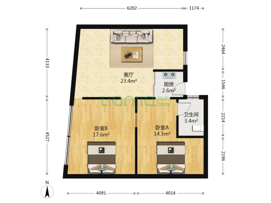 弘鑫花园 2室1厅1卫 31平方
