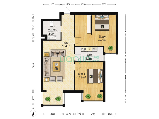 同人创业园 2室1厅1卫 96平方