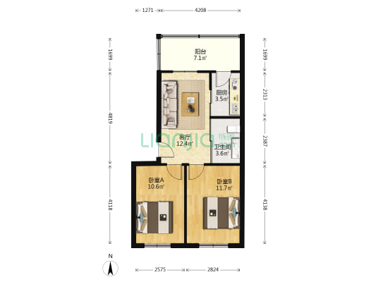 羊草沟小区 2室1厅1卫 63平方