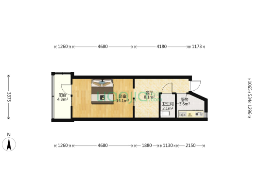 佳园南里 1室1厅1卫 41平方