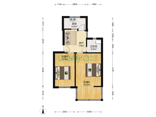 白龙小区 2室1厅1卫 51平方