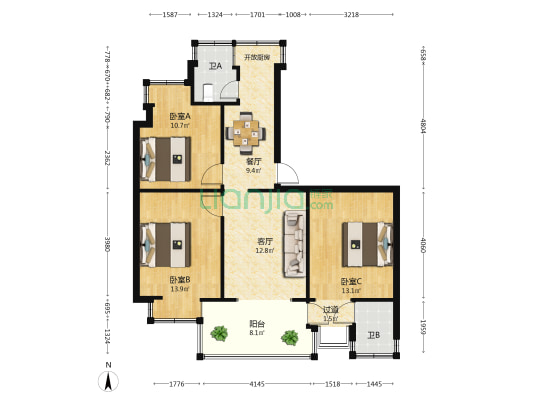 吴井路401号院 3室2厅2卫 67平方