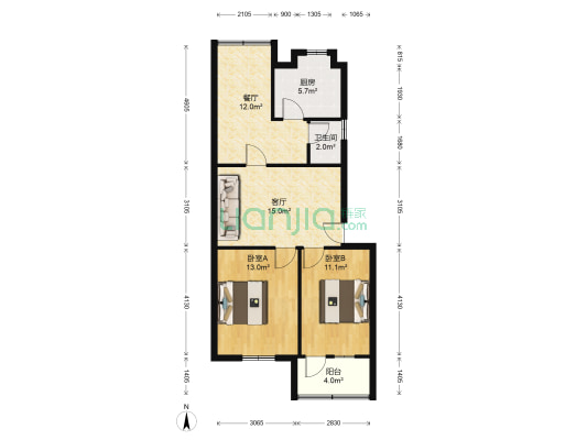 老审计局院 2室2厅1卫 81平方