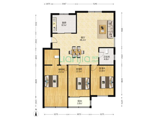 东方铭园 2室1厅1卫 140平方