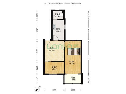 营和街60号 2室1厅1卫 52平方