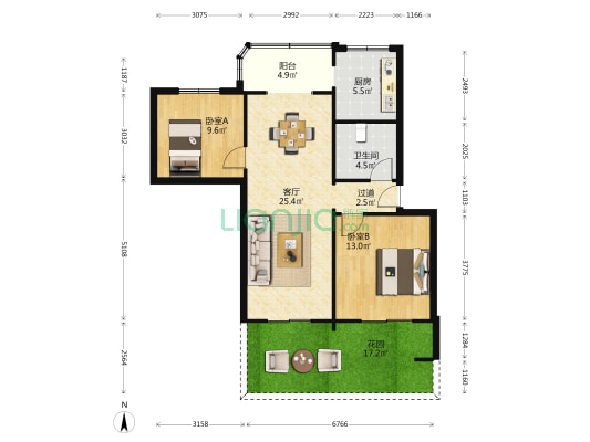 双林巷7号 2室1厅1卫 80平方