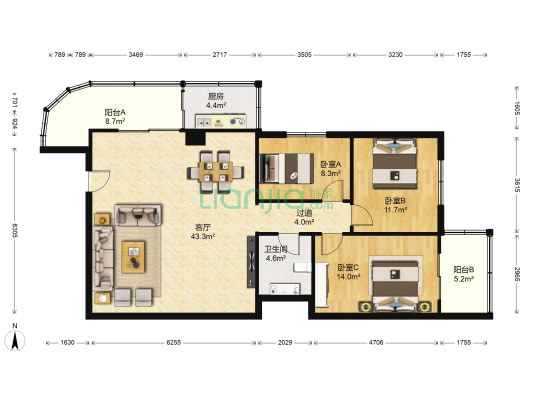电信局高层（耿家庄） 3室1厅1卫 120平方