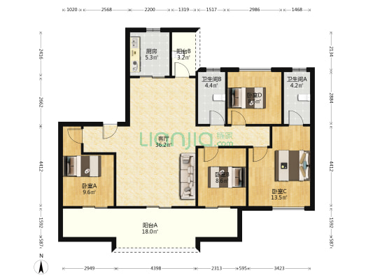 保利滨湖堂悦 4室1厅2卫 140平方