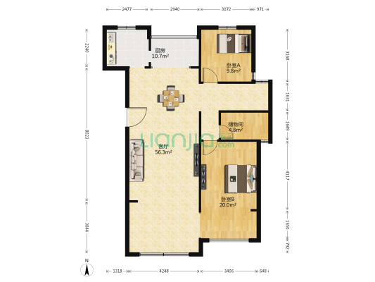 溪湖春天 2室1厅0卫 110平方